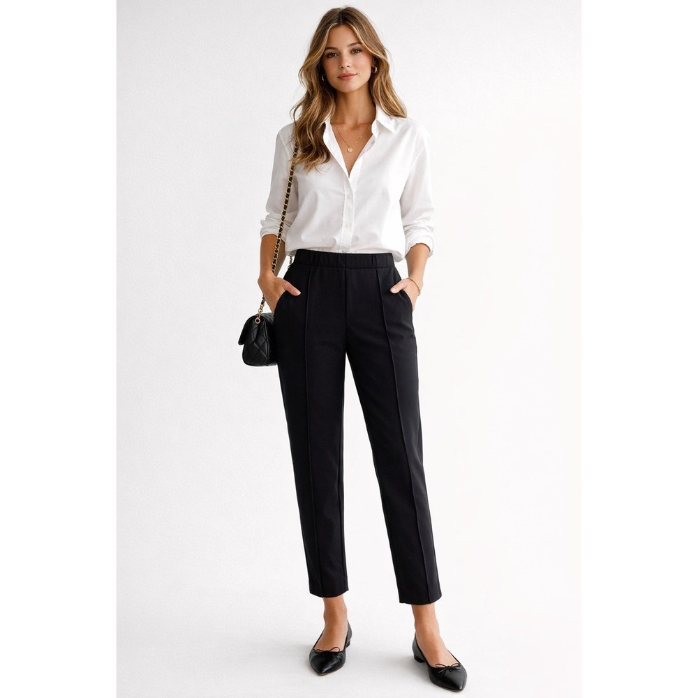 Everlane Dream Pant Women Small Black Tapered Elastic Waist Trouser